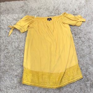 Yellow off the shoulder dress